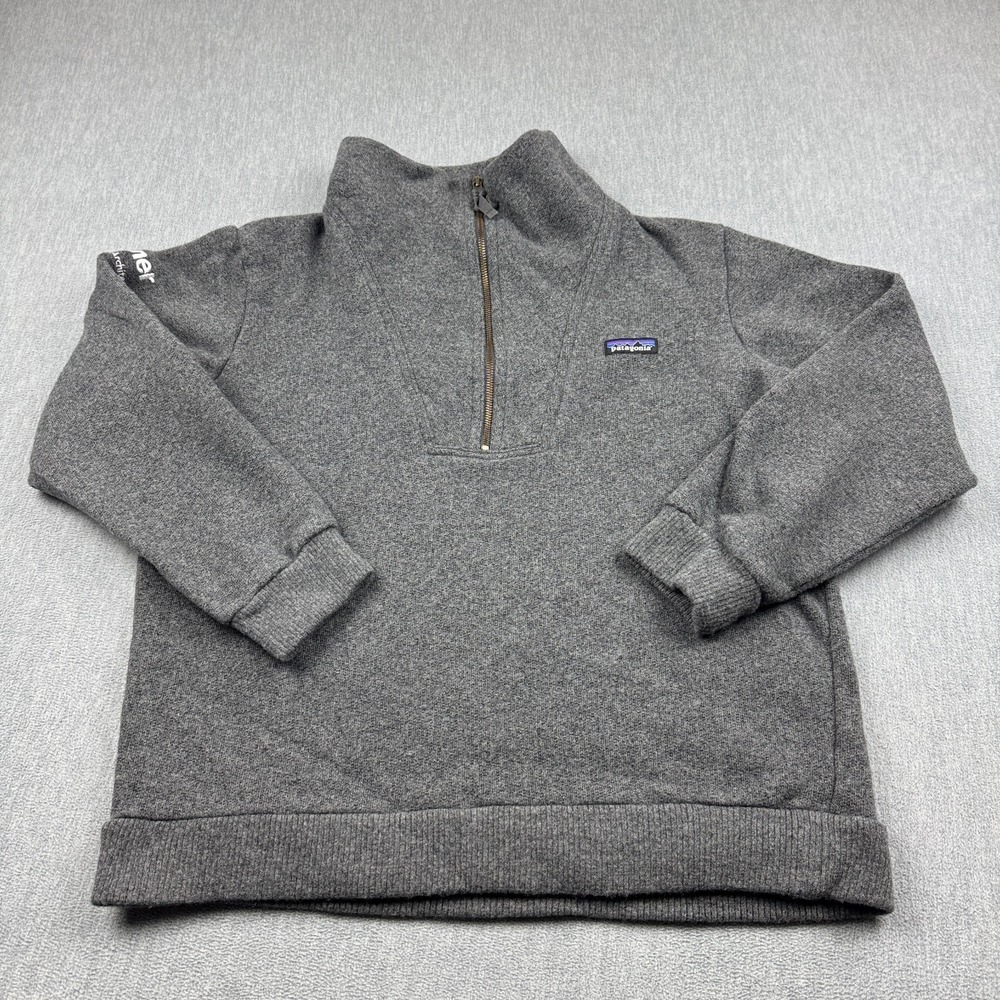 Patagonia Sweater Mens Large Gray Woolie Fleece Pullover Wool Blend Logo 26906